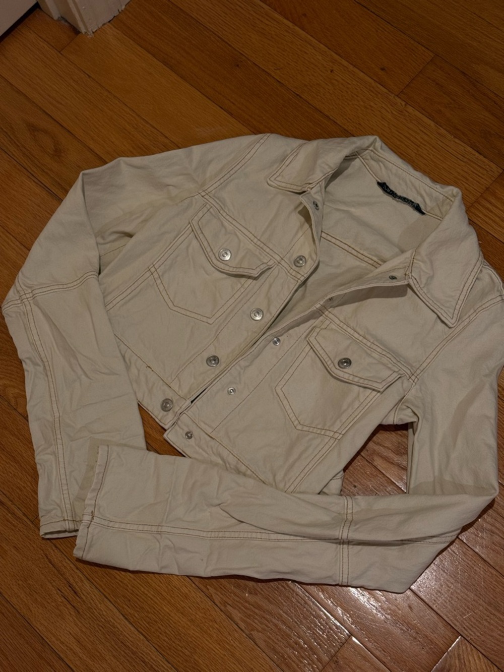 Zara Cream Button-Up Denim Jacket